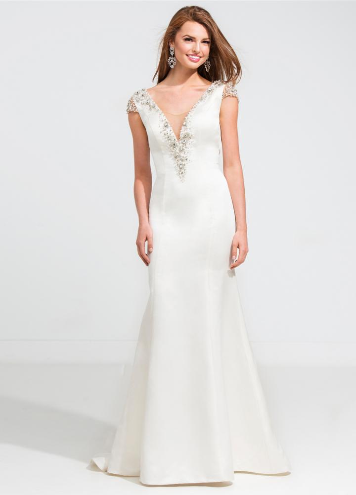 Ashley Lauren - 1071 Beaded V-neck Evening Dress