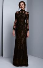 Beside Couture By Gemy - Bc1333 Long Lace High Neck Trumpet Dress