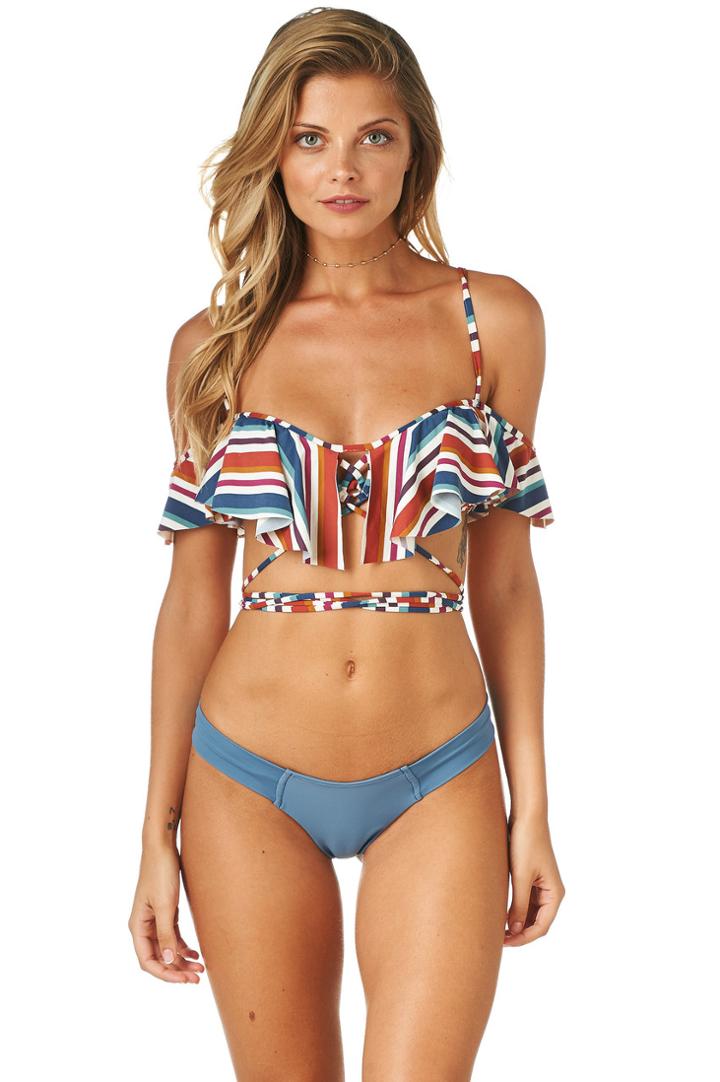 Montce Swim - 70's Stripe La Caletta Top X Hampton Blue Uno Bottom Set