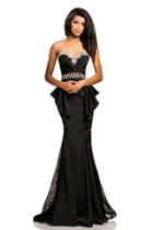 Johnathan Kayne - 8067 Strapless Beaded Side Ruffled Evening Gown