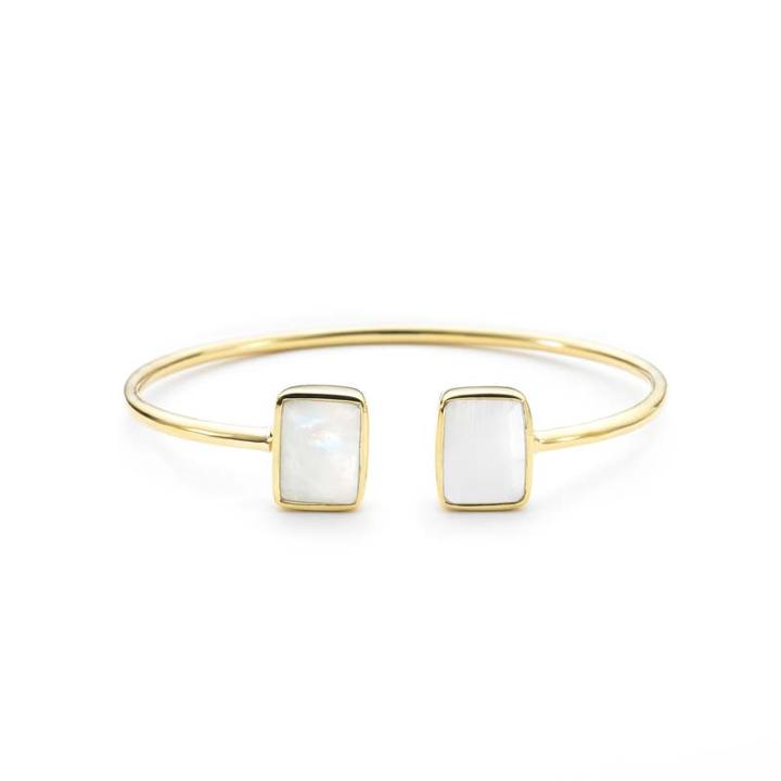 Margaret Elizabeth - Emerald 2 Stone Bangle Moonstone