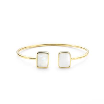 Margaret Elizabeth - Emerald 2 Stone Bangle Moonstone