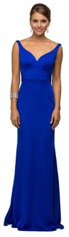 Long V-neck Wide Waistband Dress