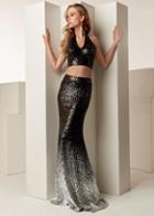 Jasz Couture - 6255 Halter Neck Two-piece Sequined Gown