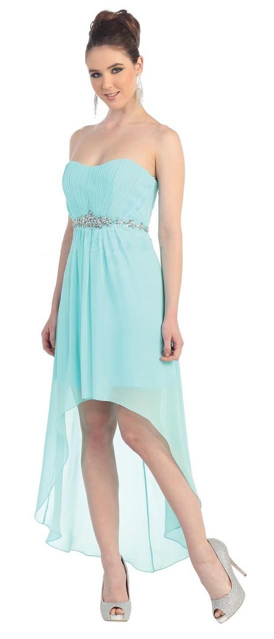 May Queen - Mq-1035 Strapless Corset Back Hi-low Gown