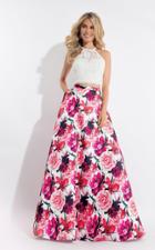 Rachel Allan - 6017 Two Piece Halter Floral Dress