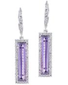 Cz By Kenneth Jay Lane - Cz Baguette With Pave Halo Leverback