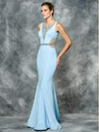 Colors Dress - 1678 Sleeveless Sheer Embellished Long Gown