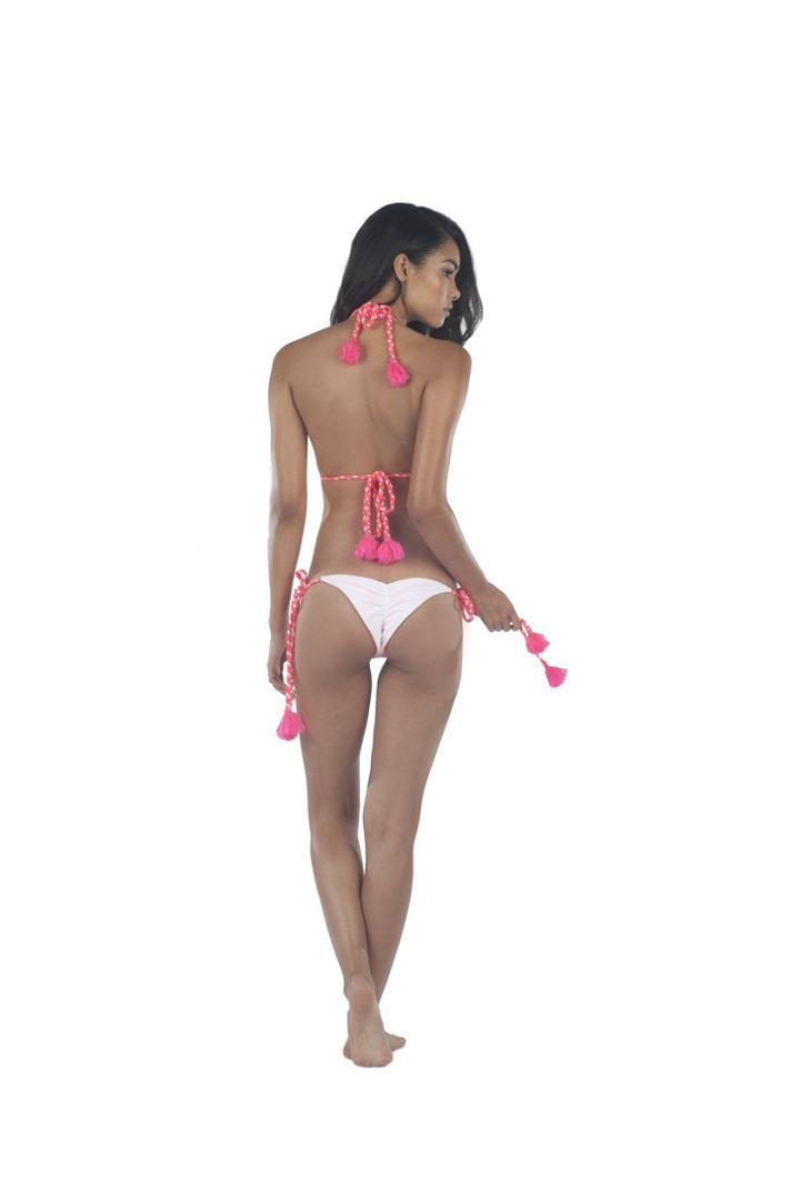Lolli Swimwear - Sangria Bottom In White/coral/strawberry Fresca