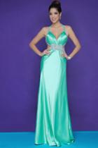 Blush - Embellished Halter Strap Neck A-line Gown 9622
