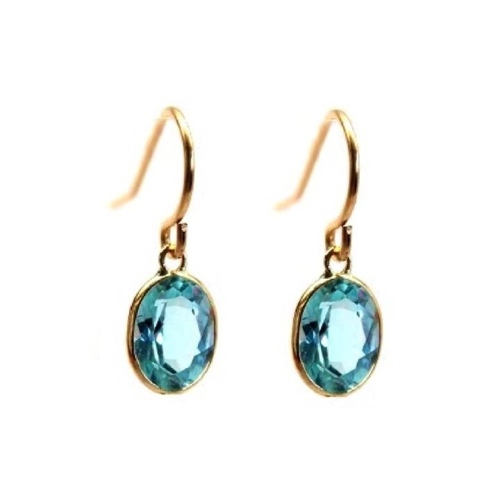 Rachael Ryen - 14k Gold Blue Topaz Drop Earrings