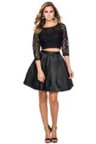 Chic 3/4 Lace Embroidered Two-piece Short A-line Dress