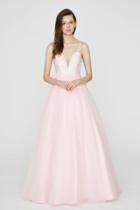Angela And Alison - 81048 Beaded Floral Lace Plunging Gown