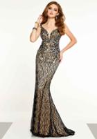 Panoply - 14879 Metallic Appliqued Fitted Evening Dress