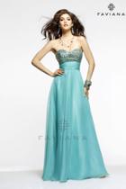 Faviana - Intricately Beaded Ruched Chiffon Long Evening Gown 7337