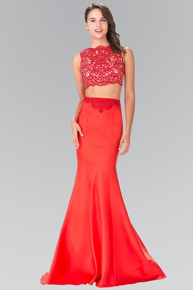 Elizabeth K - Two Piece Lace Trumpet Long Gown Gl2281