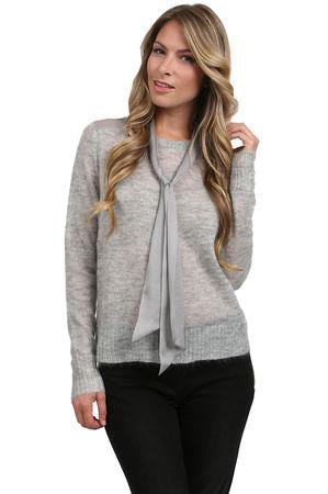 Hoss Intropia Contrast Sweater In Pearl Grey