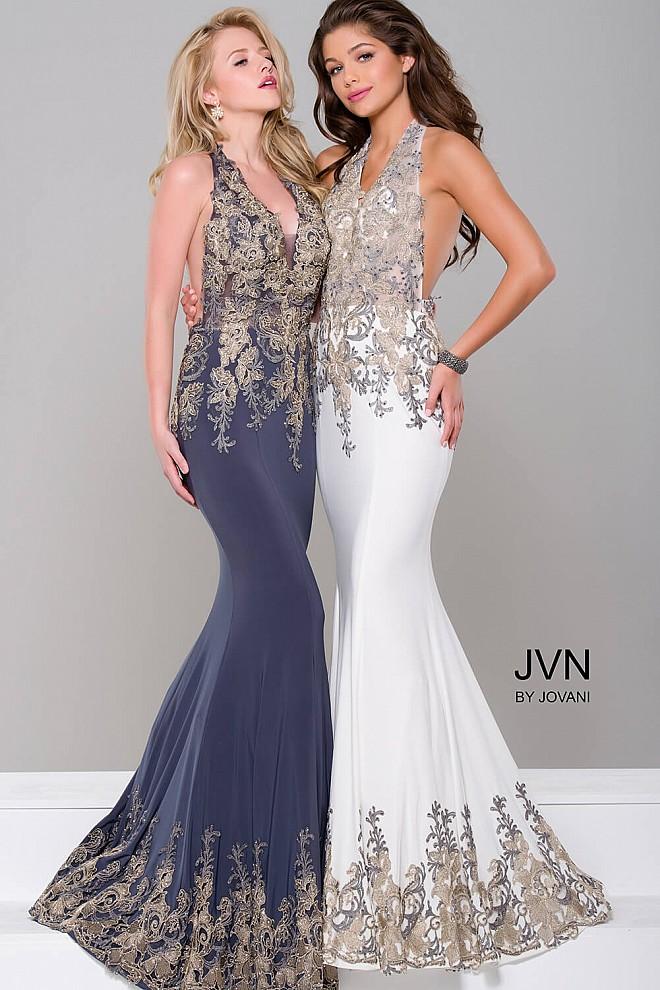 Jovani - Halter Neck Open Back Jersey Dress Jvn41761