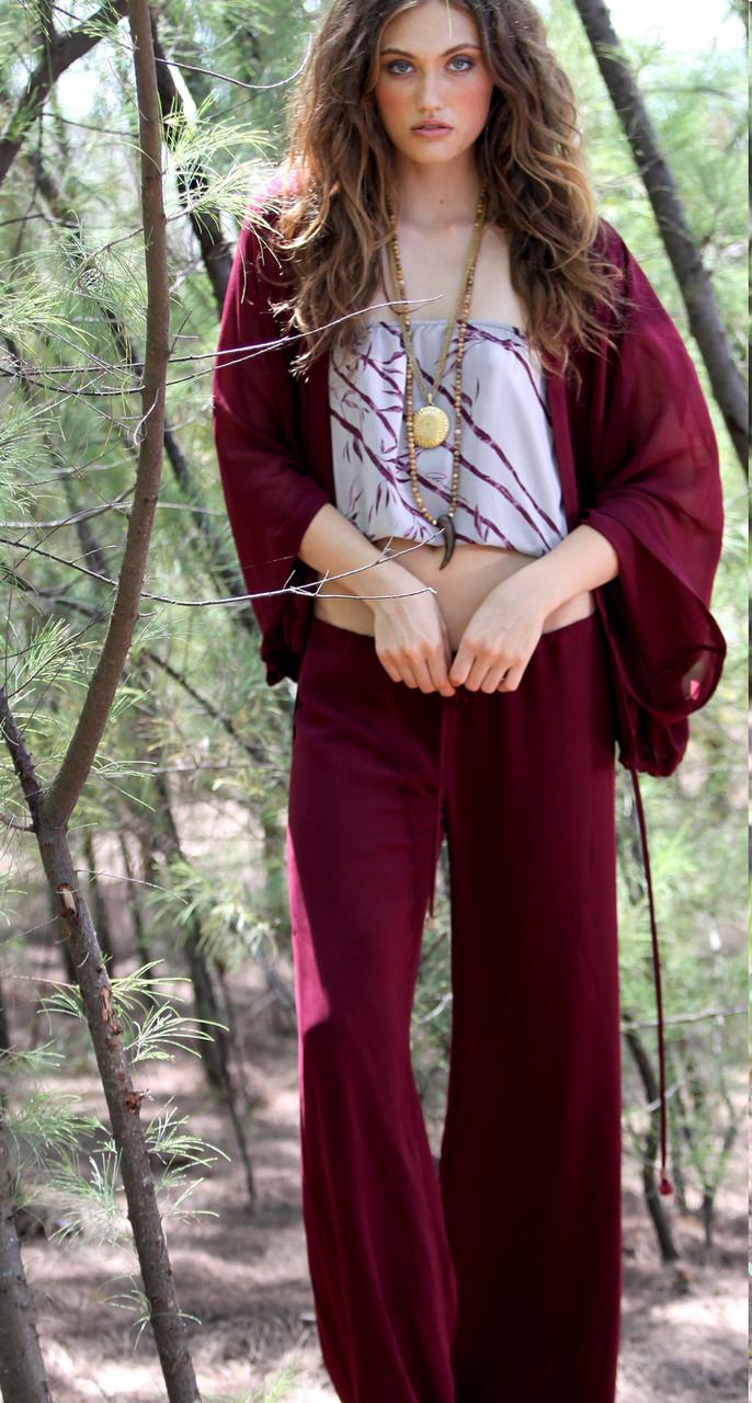 Ramona Larue - Mandy Pant- Burgundy Chiffon