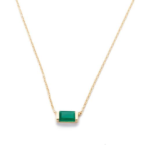 Margaret Elizabeth - Channel Set Drop Necklace Green Onyx