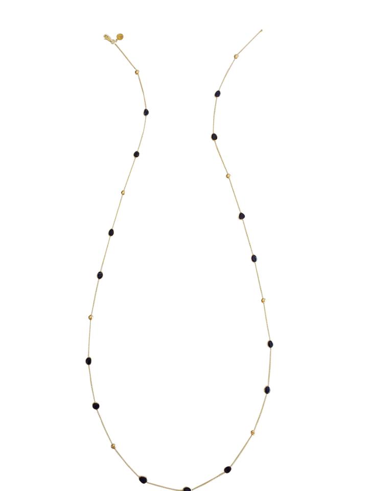 Tresor Collection - Yellow Gold Long Lente Necklace With Blue Sapphire