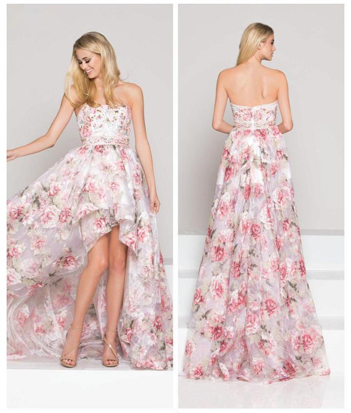 Colors Dress - 1919 Printed Straight High Low A-line Dress