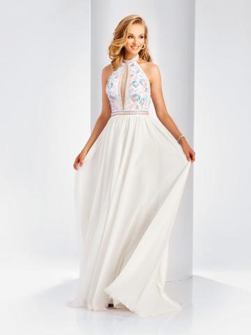 Clarisse - 3532 Halter Neck Beaded Chiffon Gown