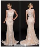 Colors Couture - J061 Embellished Sheer Jewel Sheath Dress