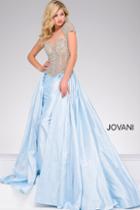 Jovani - Cap Sleeves Embellished Pageant Dress 40978