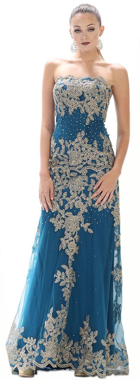 Gilded Floral Scalloped Mermaid Gown