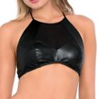 Luli Fama - L471038 Mesh Cutout High Halter In Black