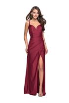 La Femme - 26317 V-neck Side Wrap Jersey Sheath Dress