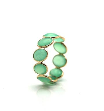 Tresor Collection - Crysophrase Oval Cab Stackable Ring Band In 18k Yellow Gold