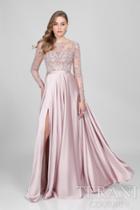 Terani Evening - Long-sleeve Beaded Long Gown With Side Slit 1712m3428.