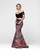 Tarik Ediz - Two Piece Floral Dress 50029