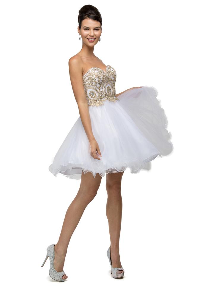 Dancing Queen - Strapless Embroidered Corset Cocktail Dress 9100