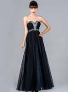 Cinderella Divine - Bejeweled Strapless Sweetheart Split Overlay Gown