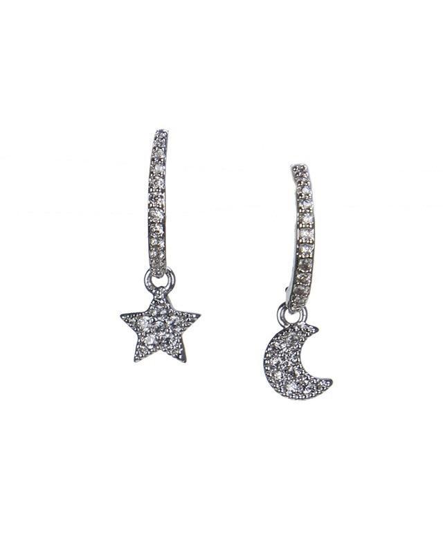 Cz By Kenneth Jay Lane - Star And Moon Mismatched Earrings