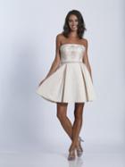 Dave & Johnny - 3338 Embellished Straight Neck A-line Dress