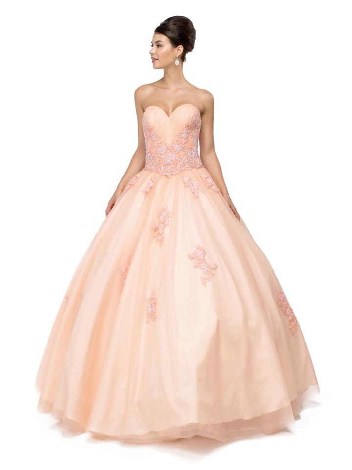 Floral Embroidered Sweetheart A-line Long Gown