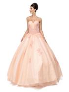Floral Embroidered Sweetheart A-line Long Gown