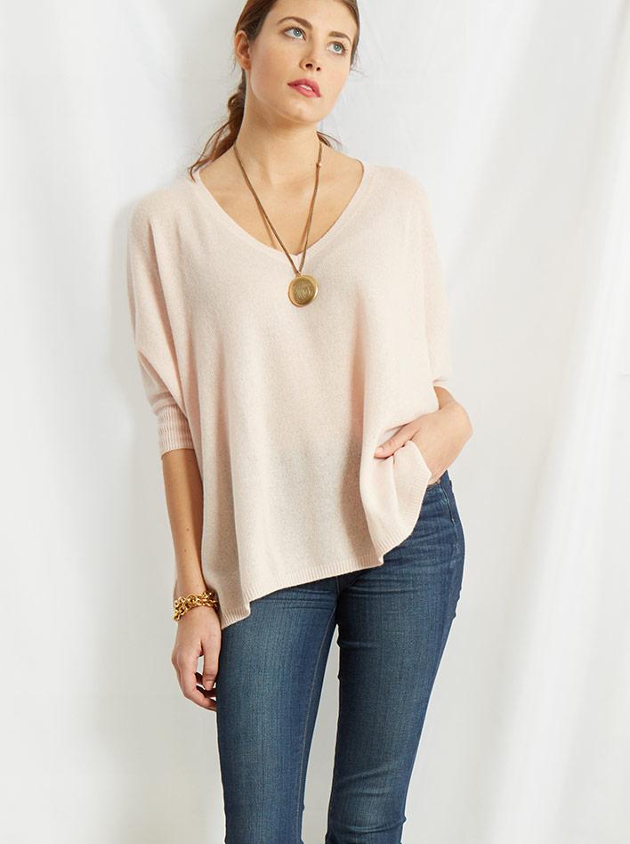 Minnie Rose - Cashmere Short Sleeve Boyfriend - 16936