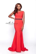 Milano Formals - Cap Sleeve Jewel Neck Fit And Flare Long Dress E2109