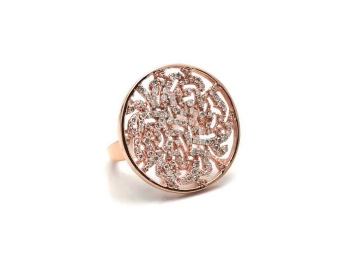 Tresor Collection - Diamond Logo Ring In 18k Rose Gold