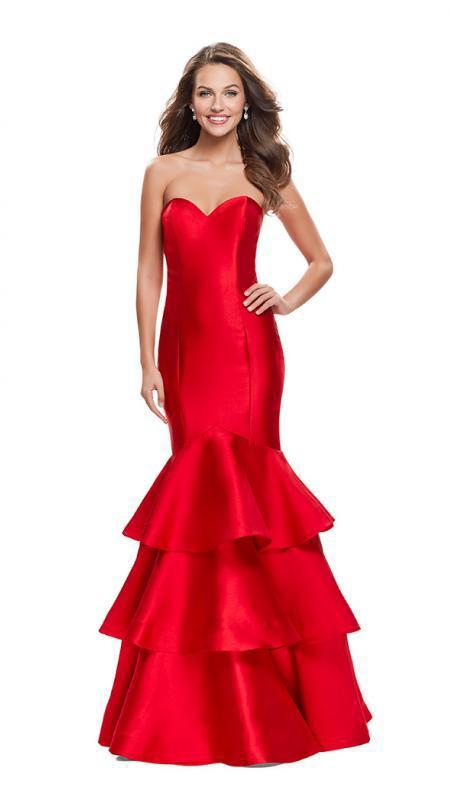 La Femme - 25432 Sweetheart Mikado Tiered Ruffle Mermaid Dress