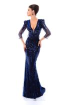 Tarik Ediz - 93463 Sequined Deep V-neck Sheath Dress