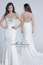 Milano Formals - Aa9310 Illusion Cap Sleeve Jeweled Garland Long Gown
