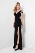 Terani Prom - Alluring Bead And Laced Plunging Neck Sheath Dress 1713p2547