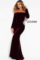Jovani - 51464 Off-shoulder Stretch Velvet Sheath Dress