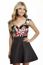 Jolene Collection - 16517 Embroidered V-neck A-line Dress